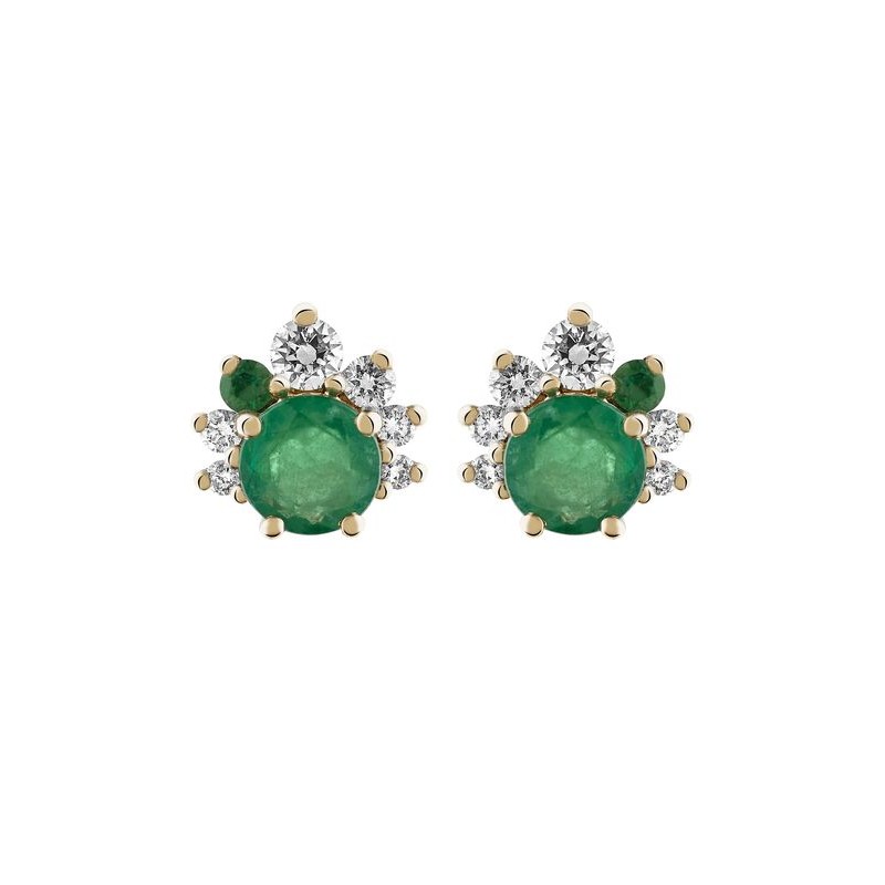 Boucles d'oreilles or rose émeraude et brillants Garden Party