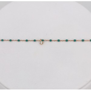 Bracelet Mini Gigi Clozeau - Diamant - Or rose résine vert émeraude