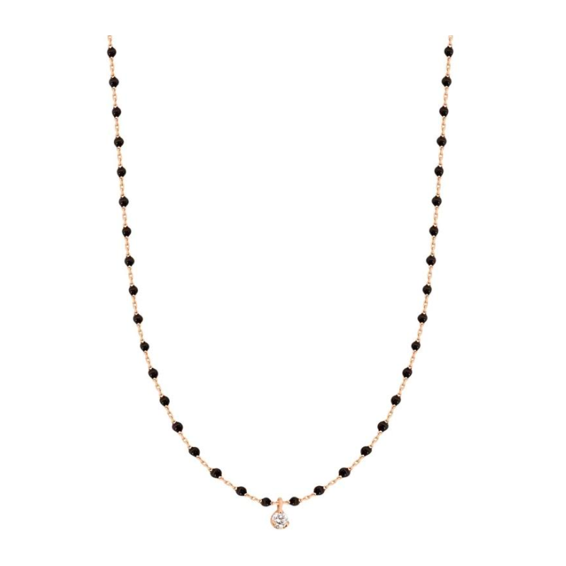 Collier mini Gigi résine noire - 1 diamant