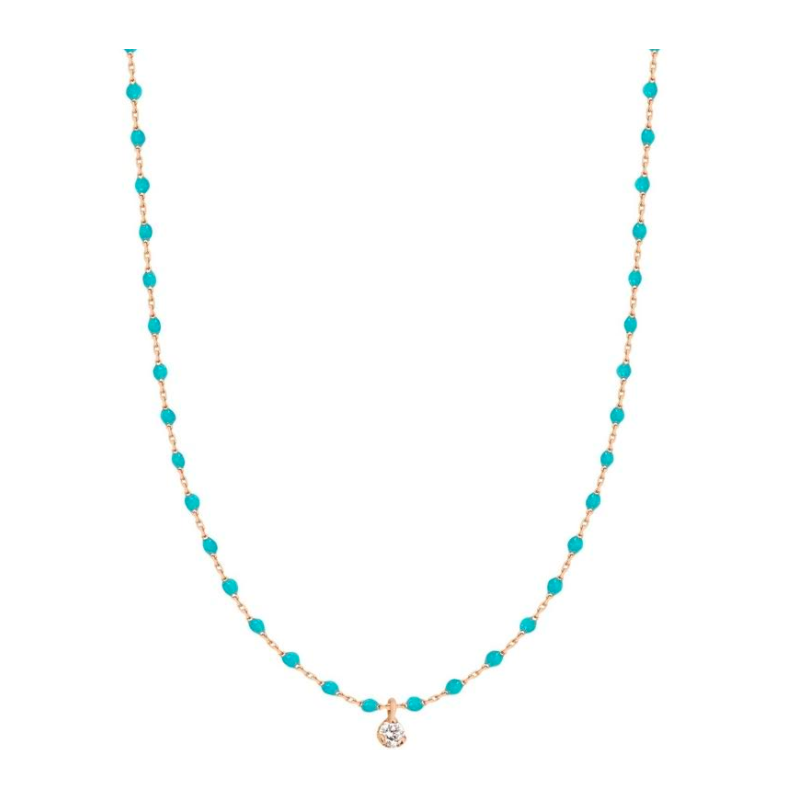 Collier mini Gigi résine Turquoise vert - 1 diamant