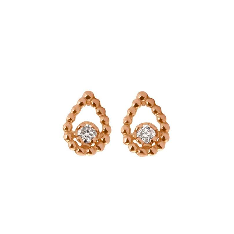 Boucles d'oreilles or rose Gigi Clozeau Lucky lotus diamants