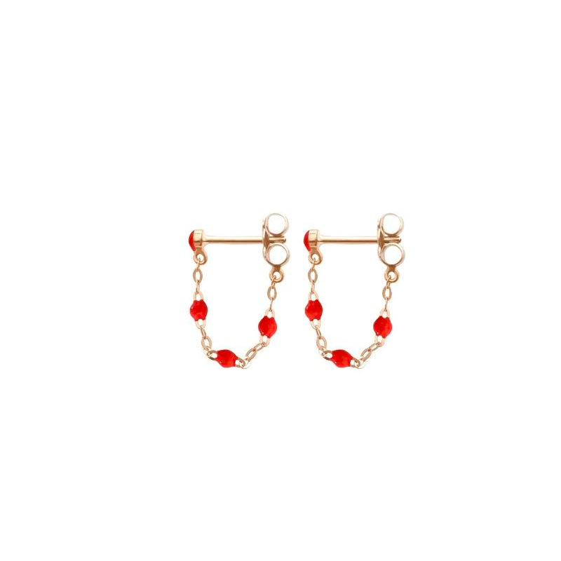 Boucles d'oreilles Gigi Clozeau classique résine rouge or rose