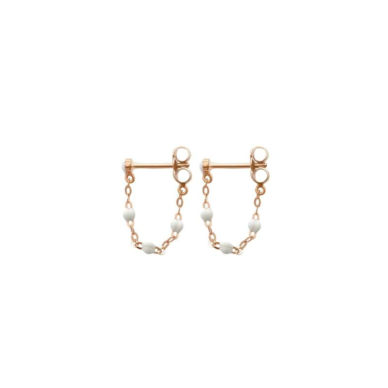 Boucles d'oreilles Gigi Clozeau classique résine blanche or rose