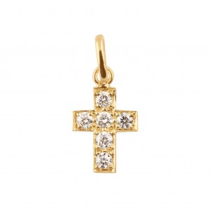 Pendentif Gigi Clozeau croix diamants or blanc rose ou jaune
