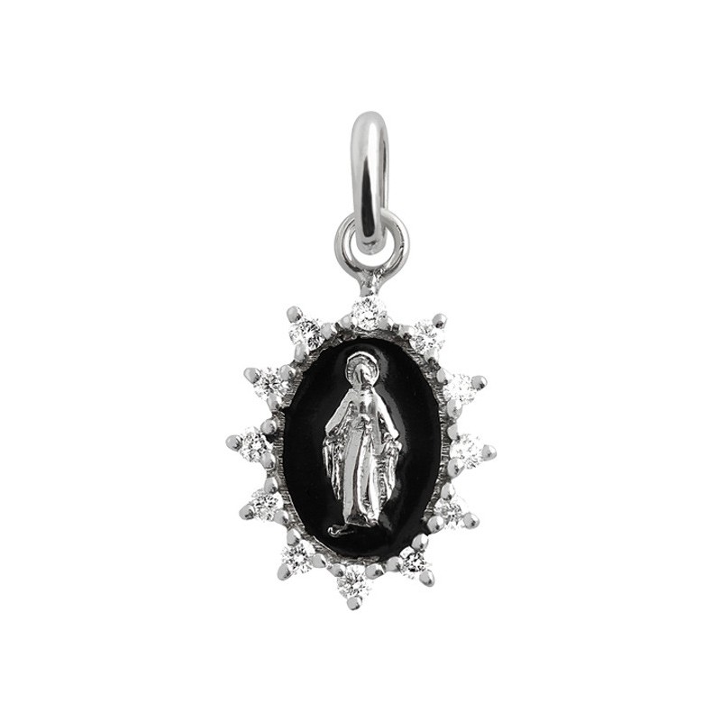 Pendentif Gigi Clozeau grande madone suprême or blanc résine noire