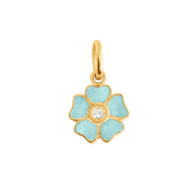 Pendentif Gigi Clozeau Fleur or blanc rose ou jaune et diamant résine glacier
