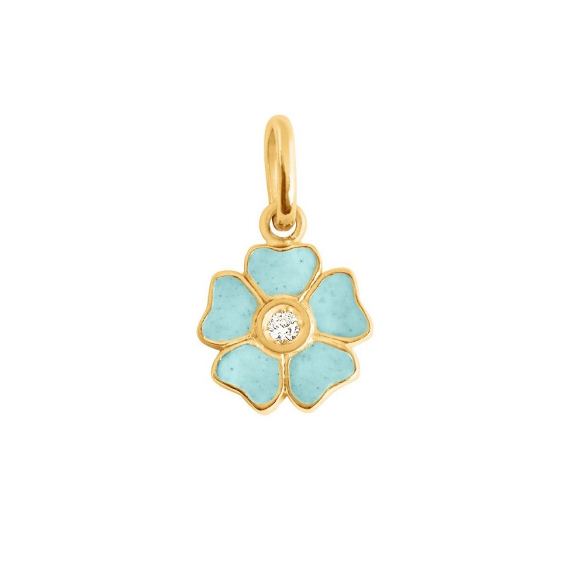 Pendentif Gigi Clozeau Fleur or blanc rose ou jaune et diamant résine glacier