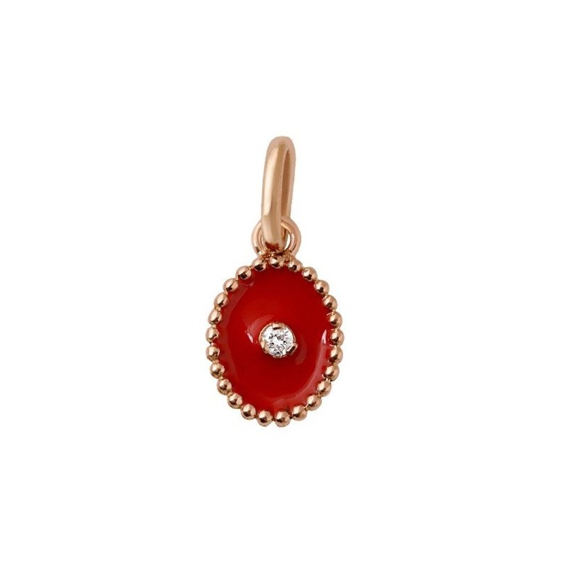 Pendentif Gigi Clozeau étoile du Nord or rose diamant résine coquelicot