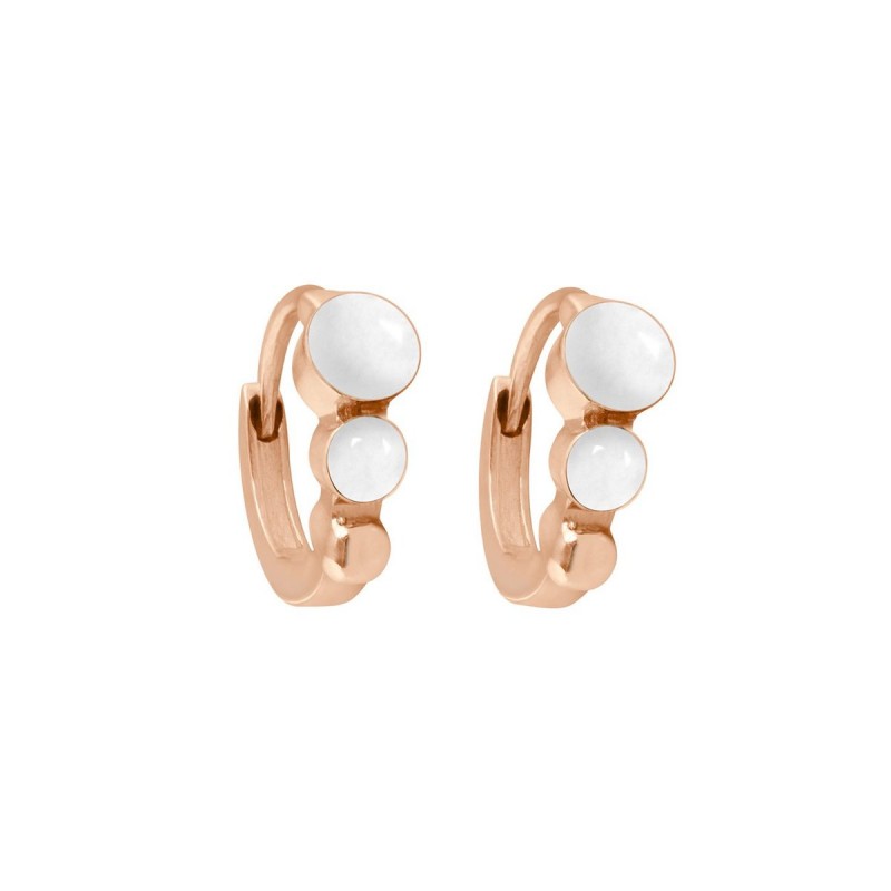 Boucles d'oreilles Créole classique Gigi Clozeau - Or rose résine blanche