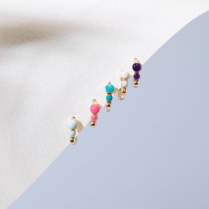 Boucles d'oreilles Créole classique Gigi Clozeau - Or rose résine bleu de Prusse
