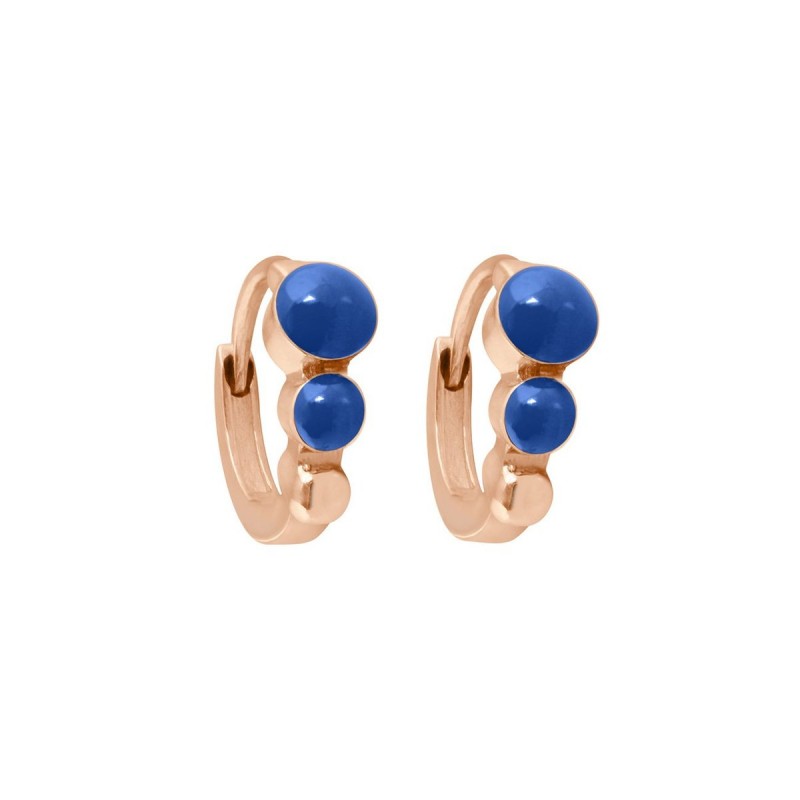 Boucles d'oreilles Créole classique Gigi Clozeau - Or rose résine bleu de Prusse