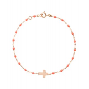 Bracelet Gigi Clozeau croix or rose résine orange 13