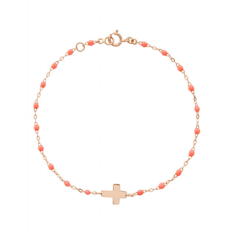 Bracelet Gigi Clozeau croix or rose résine orange 13