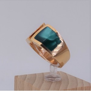 Bague collection Clozeau or rose résine vert bronze