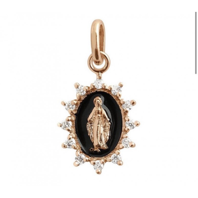 Pendentif Gigi Clozeau petite madone suprême or rose résine noire