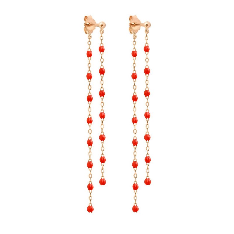 Boucle d'oreilles Gigi Clozeau - Or rose résine corail 58
