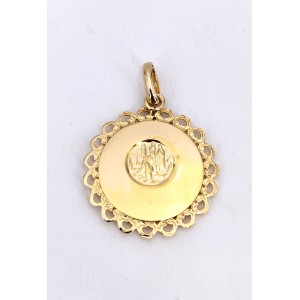 Médaille Vierge avec entourage ajourée or jaune - Bijou Vintage
