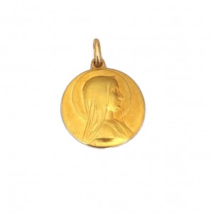 Médaille Vierge massive or jaune - Bijou Vintage