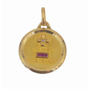 Médaille d'amour Augis or jaune 20 mm - Bijou Vintage