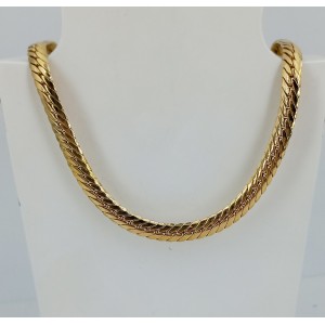 Collier Maille anglaise droite or jaune 41 cm - Bijou Vintage