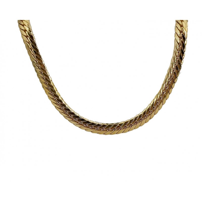 Collier Maille anglaise droite or jaune 41 cm - Bijou Vintage