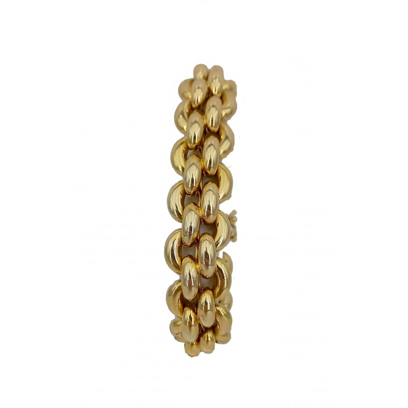 Bracelet maille anneaux 4 rangs or jaune - Bijou Vintage