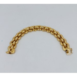 Bracelet maille anneaux 4 rangs or jaune - Bijou Vintage