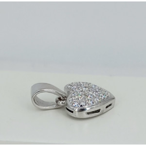 Pendentif cœur pavage diamants 0.30 carat or blanc - Bijou Vintage
