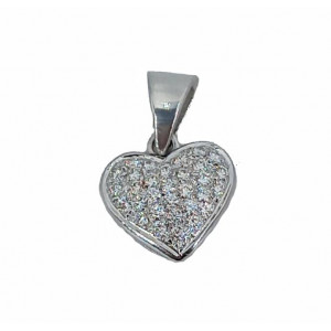 Pendentif cœur pavage diamants 0.30 carat or blanc - Bijou Vintage