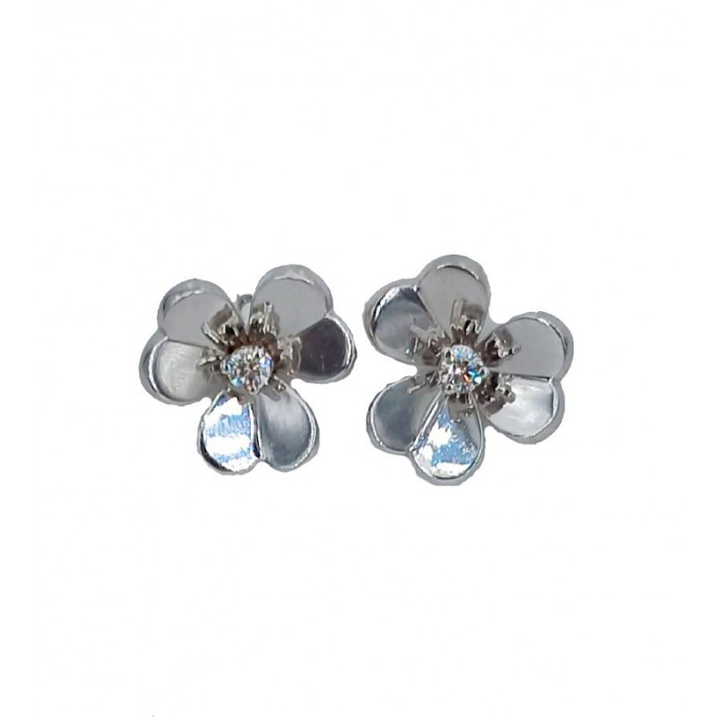 Boucles d'oreilles fleur diamants or blanc - Bijou Vintage
