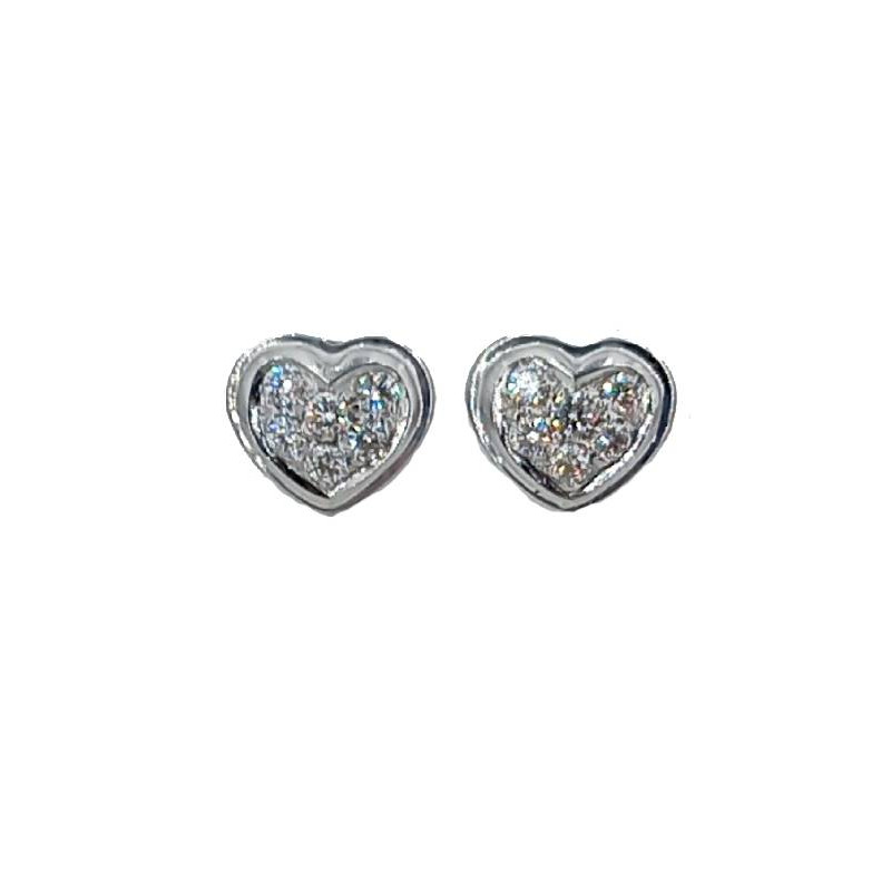 Boucles d'oreilles cœur diamants or blanc - Bijou Vintage