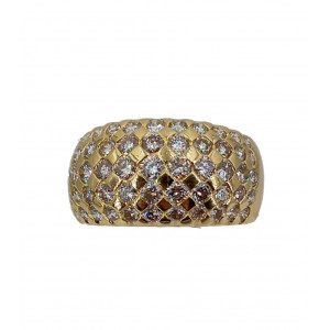 Bague jonc chute pavage 55 diamants 2.20 carats or jaune - Bijou Vintage
