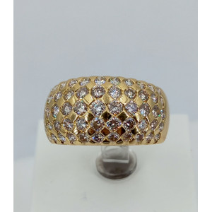 Bague jonc chute pavage 55 diamants 2.20 carats or jaune - Bijou Vintage