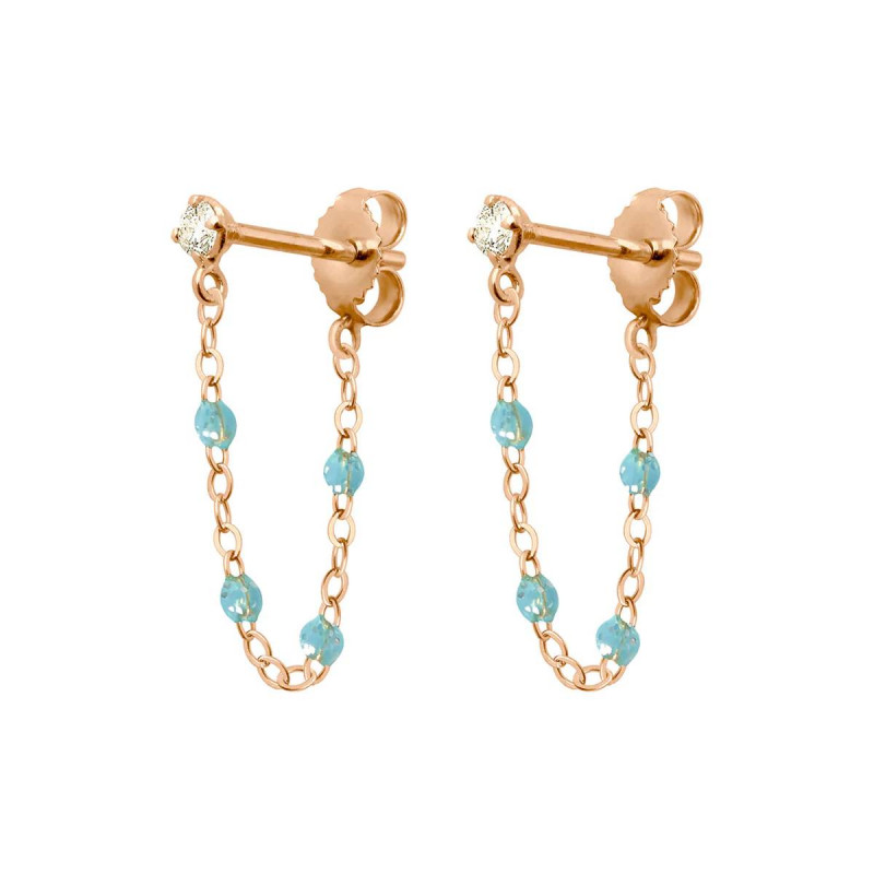 Boucles d'oreilles Gigi Clozeau Suprême résine Aqua - Or rose