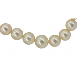 Collier perle de culture Akoya 56 cm fermoir bouée or blanc - Bijou Vintage