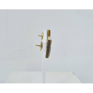 Boucles d'oreilles Rectangle saphirs navette et carré or jaune - Bijou Vintage