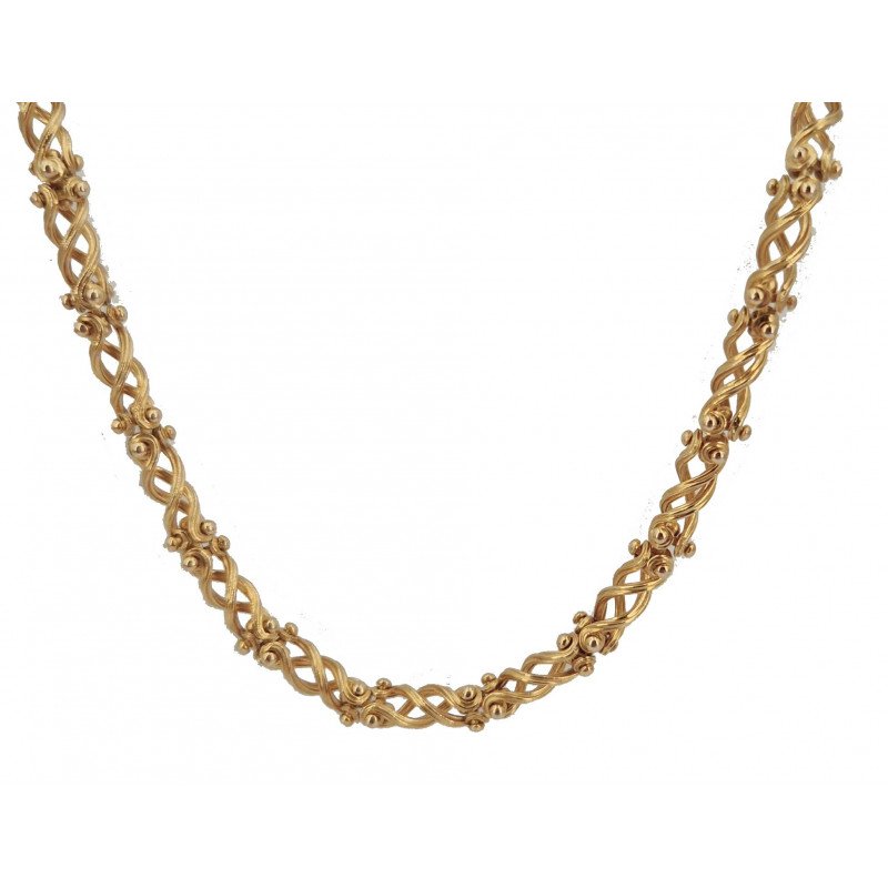 Collier maille fantaisie or jaune 60 cm - Bijou Vintage