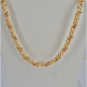 Collier maille fantaisie or jaune 60 cm - Bijou Vintage