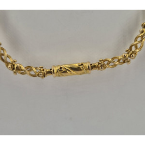Collier maille fantaisie or jaune 60 cm - Bijou Vintage