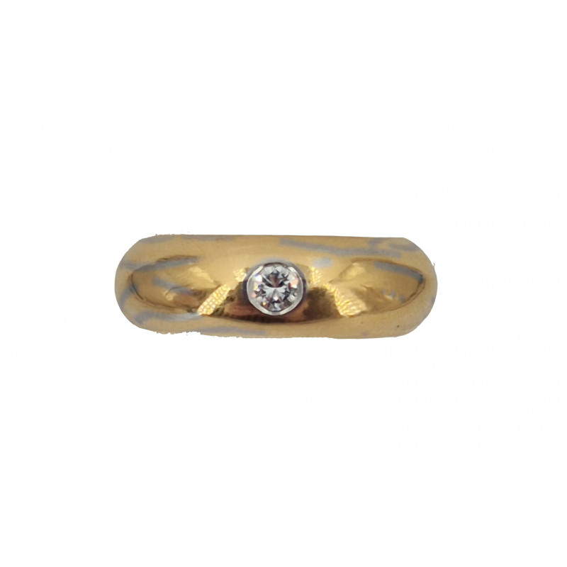 Bague jonc diamant 0.15 carat  or jaune - Bijou Vintage