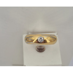 Bague jonc diamant 0.15 carat  or jaune - Bijou Vintage