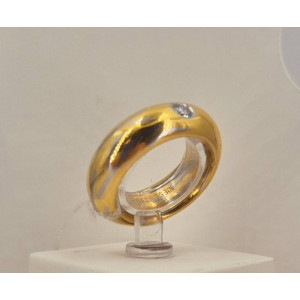 Bague jonc diamant 0.15 carat  or jaune - Bijou Vintage