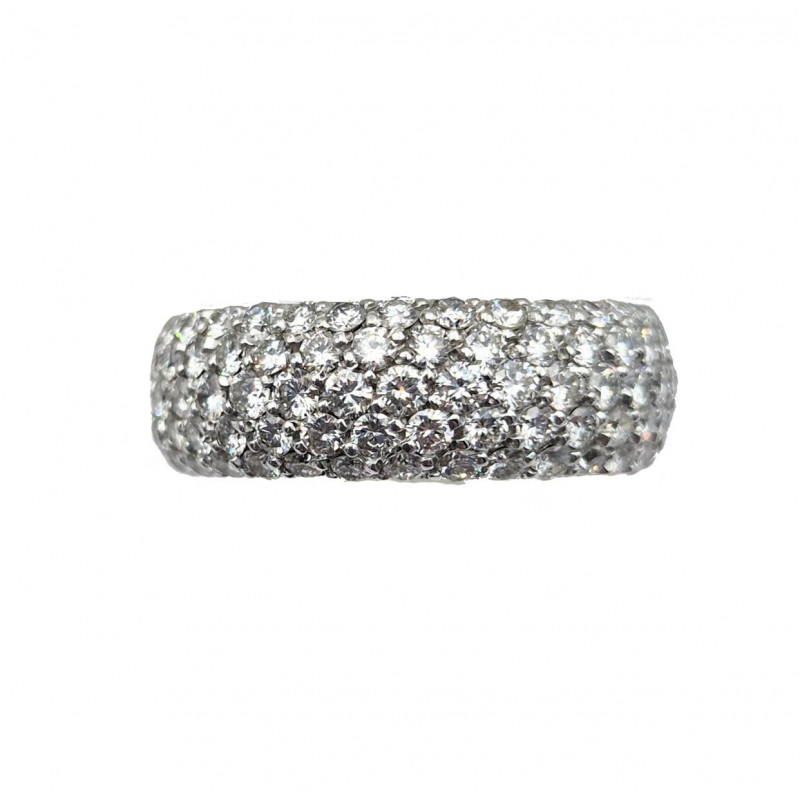 Bague jonc pavage 69 brillants 1.38 carats or blanc- Bijou Vintage
