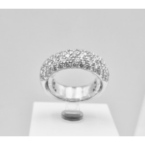 Bague jonc pavage 69 brillants 1.38 carats or blanc- Bijou Vintage