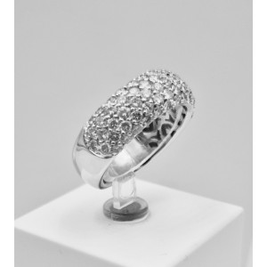Bague jonc pavage 69 brillants 1.38 carats or blanc- Bijou Vintage