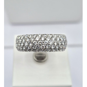 Bague jonc pavage 69 brillants 1.38 carats or blanc- Bijou Vintage