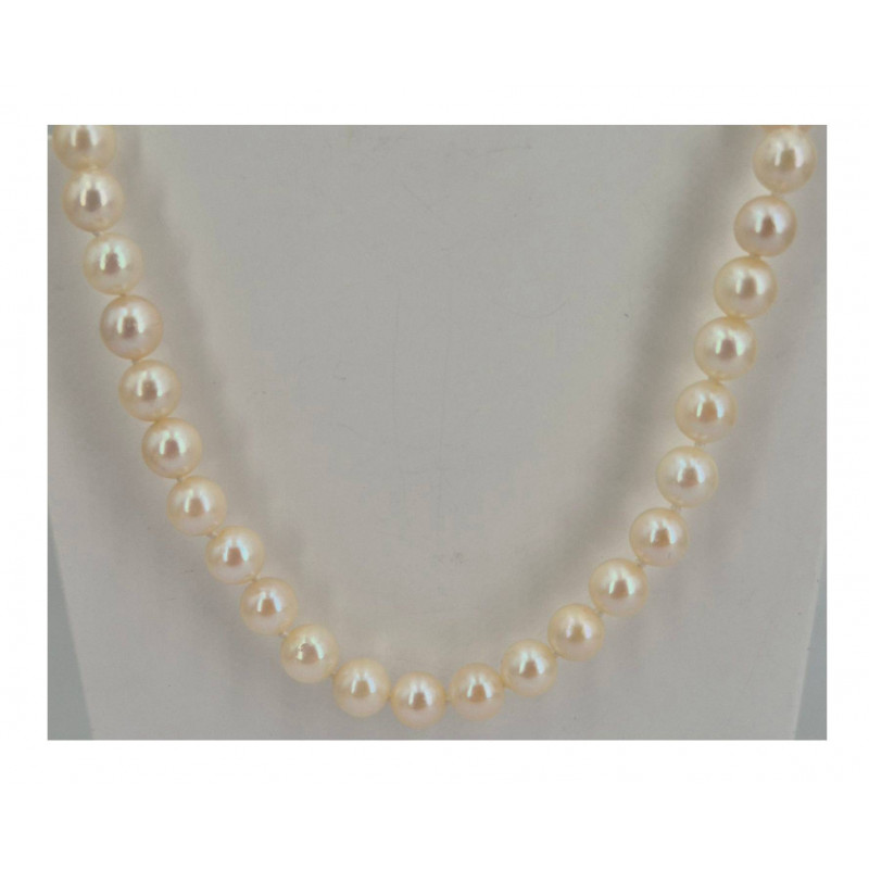 Collier perle de culture 55 cm fermoir bouée or jaune - Bijou Vintage