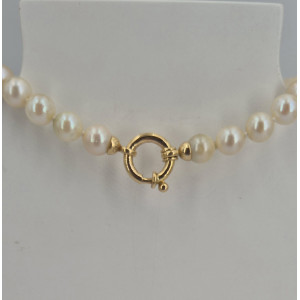 Collier perle de culture 55 cm fermoir bouée or jaune - Bijou Vintage