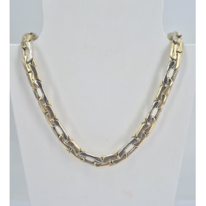 Collier maille fantaisie en chute 46 cm or jaune et blanc  - Bijou Vintage