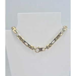 Collier maille fantaisie en chute 46 cm or jaune et blanc  - Bijou Vintage